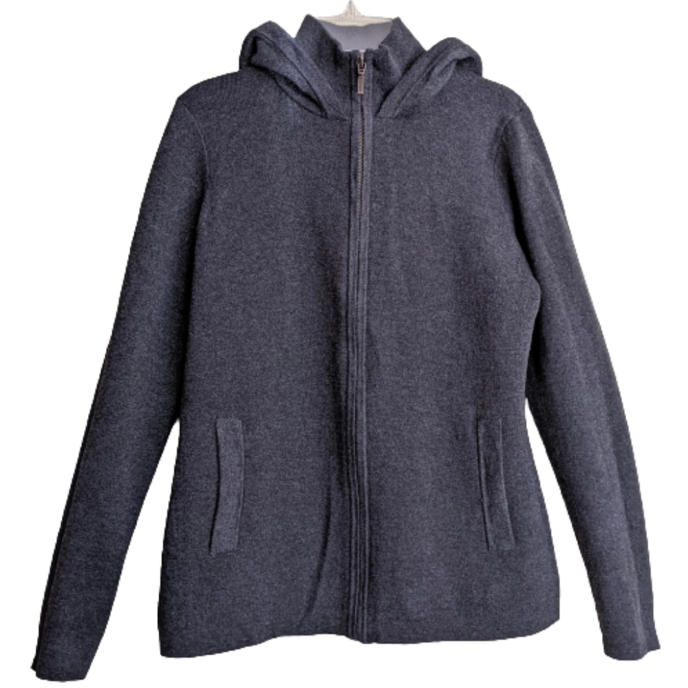 Cynthia Rowley Sweater Hoodie Full Zip Gray Mock Neck Cotton XS